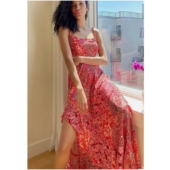 FREE PEOPLE Intimately Forever Yours Smocked Slip Dress Maxi Floral‎ Medium - Picture 5 of 16